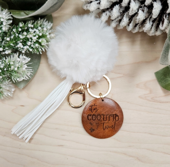 CHRISTMAS ๐ Keychain, Tassel & Poof with Laser Engraved Pendant - Coquito Time - Picture 6 of 9